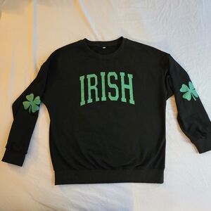 Irish Love Lucky Clover St Patrick's Day Sweatshirt - Black sz L